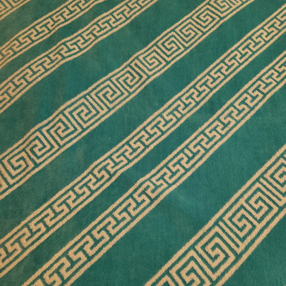 Greek Motif Teal and White Beach Towel NWOT